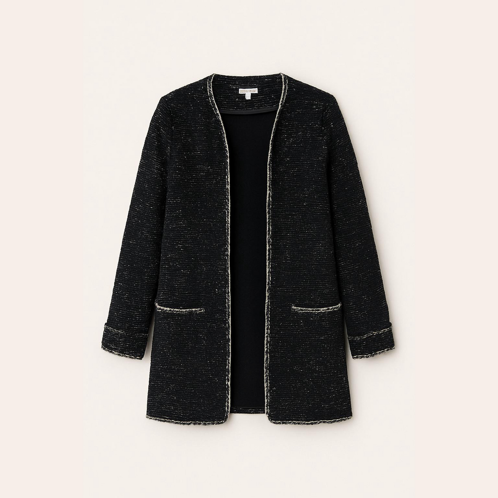 Max studio tweed drape crew neck jacket Size M